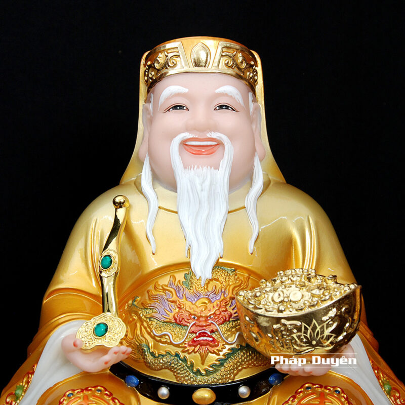 Bộ Tượng Thần Tài - Thổ Địa Ngồi Phú Quý, Bột Đá Sơn Vàng, Cao 30cm - Ảnh 3