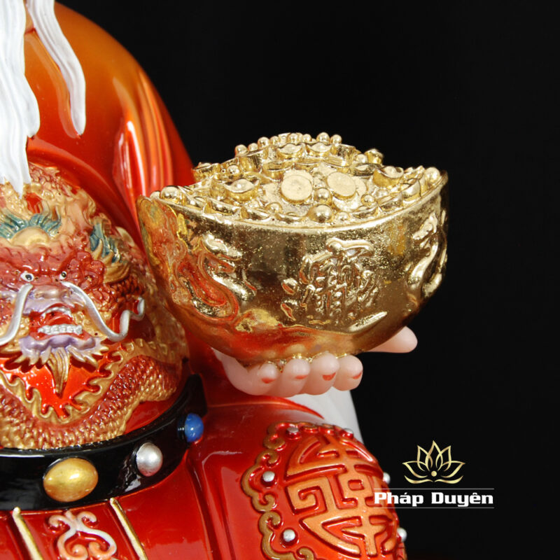 Bộ Tượng Thần Tài - Thổ Địa Ngồi Phú Quý, Bột Đá Sơn Đỏ, Cao 30cm - Ảnh 4