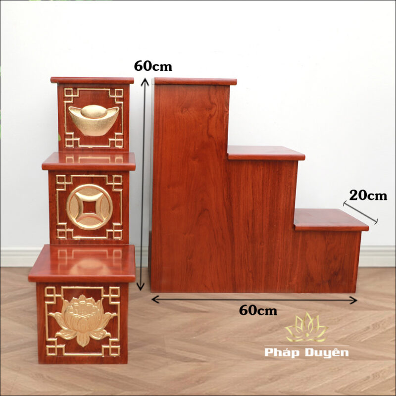 Tam Cấp Ban Thờ Thần Tài Thổ Địa Ba Gian “Thái Hòa Hưng Vượng”, KT 22*66*66cm - Ảnh 6