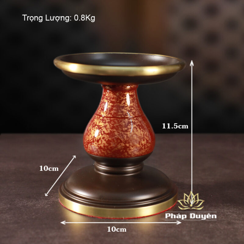Chân Nến Đồng Vân Đá Màu Nâu Đỏ - Ảnh 6