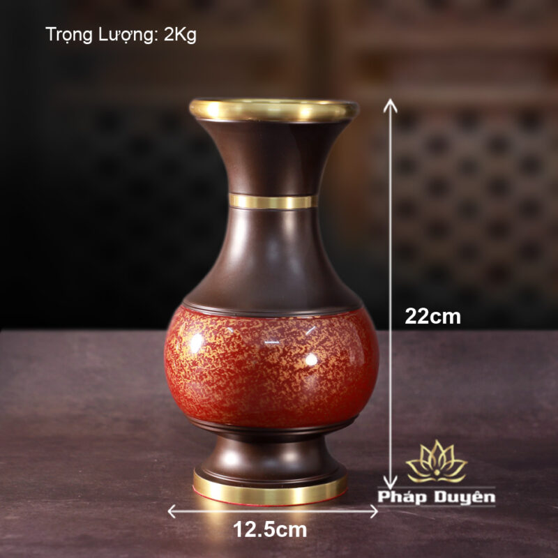 Lọ Hoa Đồng Vân Đá Màu Nâu Đỏ, Nhiều Kích Thước - Ảnh 7