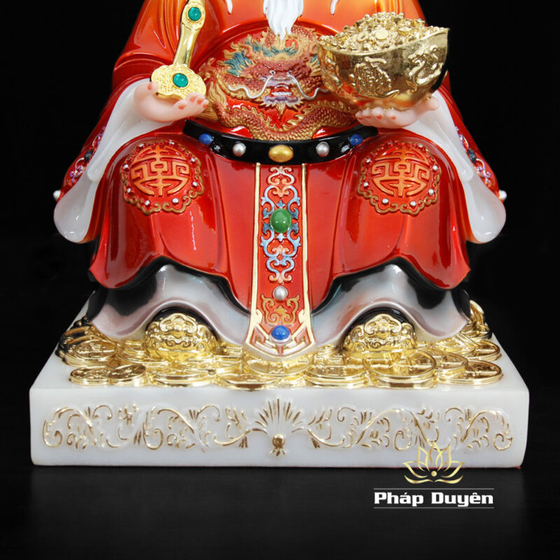 Bộ Tượng Thần Tài - Thổ Địa Ngồi Phú Quý, Bột Đá Sơn Đỏ, Cao 30cm - Ảnh 6