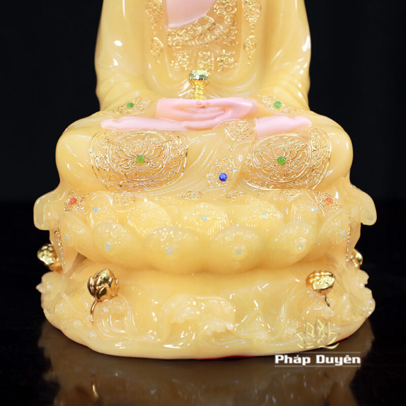 Bộ Tượng Tây Phương Tam Thánh Ngồi, Đế Non Nước Bột Đá Thạch Anh, Cao 30cm - Ảnh 6