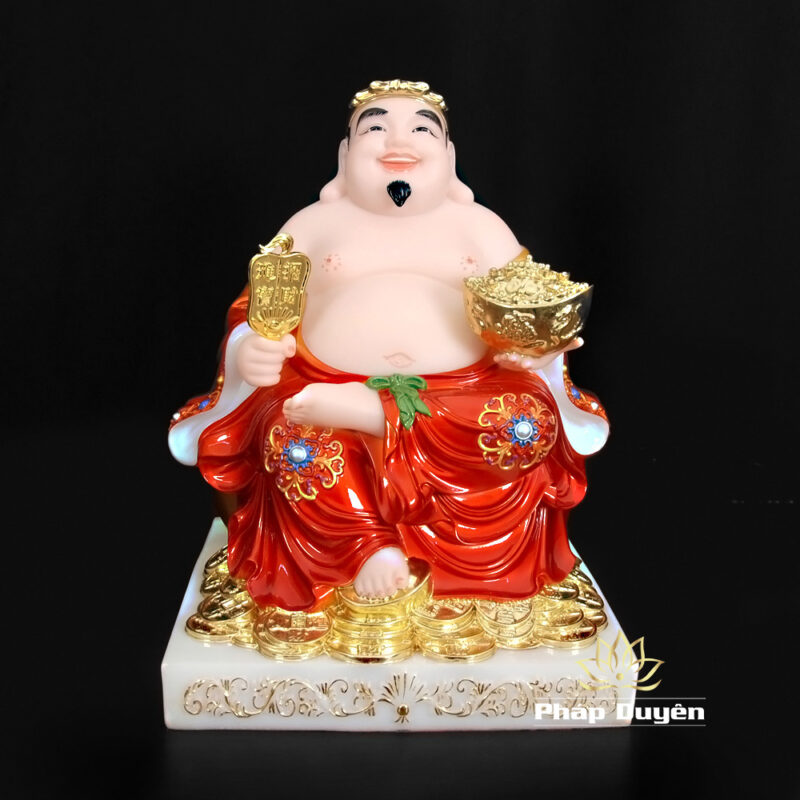 Bộ Tượng Thần Tài - Thổ Địa Ngồi Phú Quý, Bột Đá Sơn Đỏ, Cao 30cm - Ảnh 7