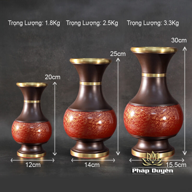 Lọ Hoa Đồng Vân Đá Màu Nâu Đỏ, Nhiều Kích Thước - Ảnh 8