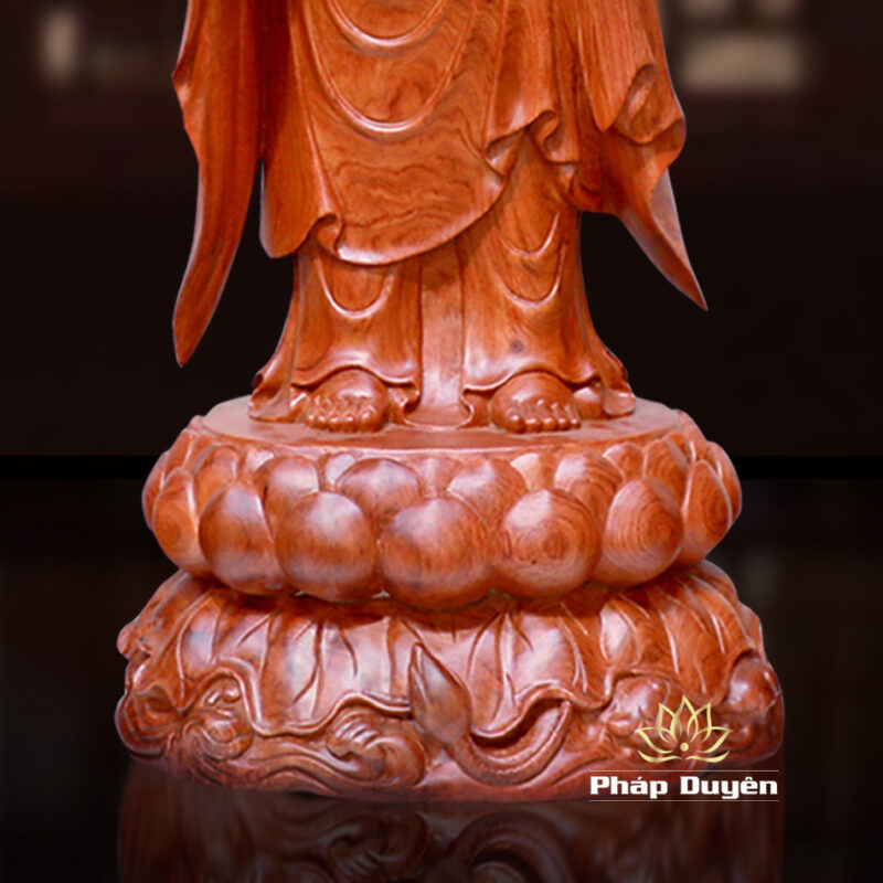 Bộ Tượng Tây Phương Tam Thánh Đứng, Bằng Gỗ Hương, Cao 90cm, Tổng là đề 106cm - Ảnh 9