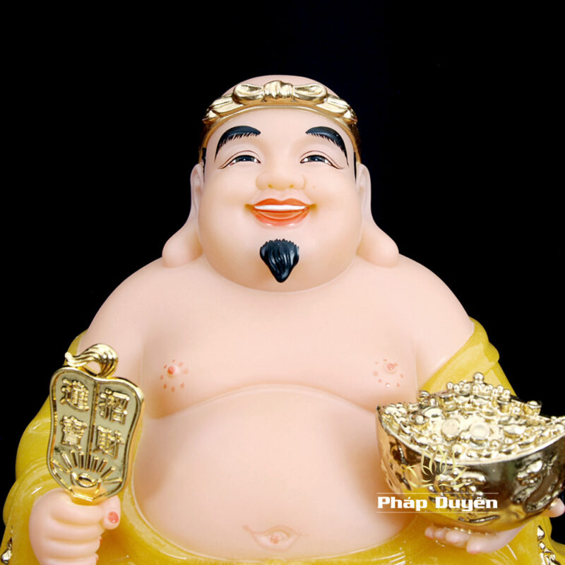 Bộ Tượng Thần Tài - Thổ Địa Ngồi Phú Quý, Bột Đá Thạch Anh Viền Vàng, Cao 30cm - Ảnh 7
