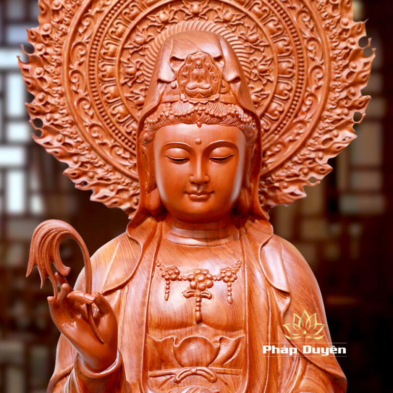 Bộ Tượng Tây Phương Tam Thánh Đứng, Bằng Gỗ Hương, Cao 90cm, Tổng là đề 106cm - Ảnh 11