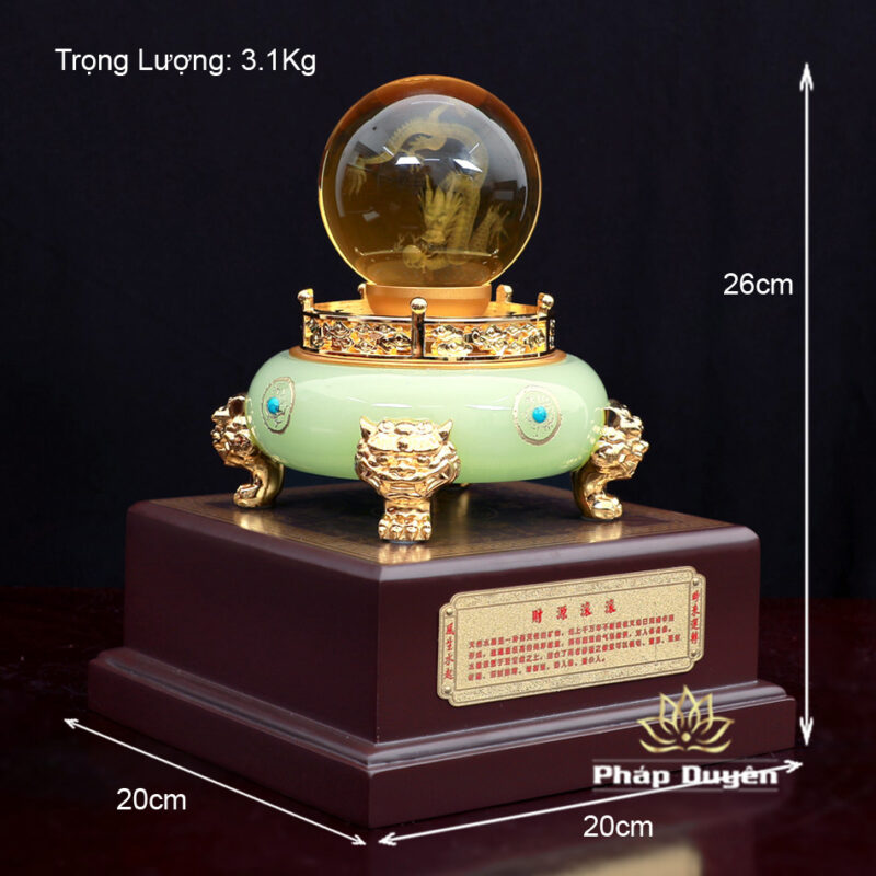 Bát Tụ Bảo Thanh Ngọc Rồng Vàng, Kích Thước 20x20x26cm - Ảnh 11