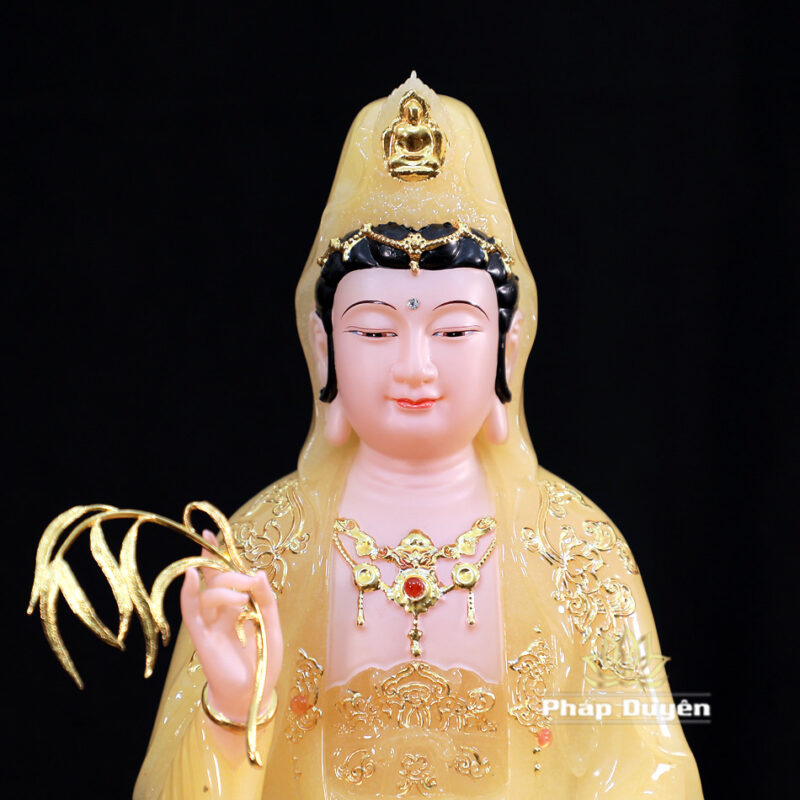 Bộ Tượng Tây Phương Tam Thánh Ngồi, Đế Non Nước Bột Đá Thạch Anh, Cao 30cm - Ảnh 8