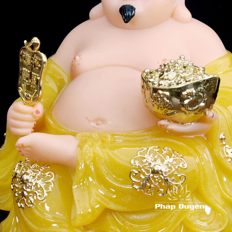 Bộ Tượng Thần Tài - Thổ Địa Ngồi Phú Quý, Bột Đá Thạch Anh Viền Vàng, Cao 30cm - Ảnh 8