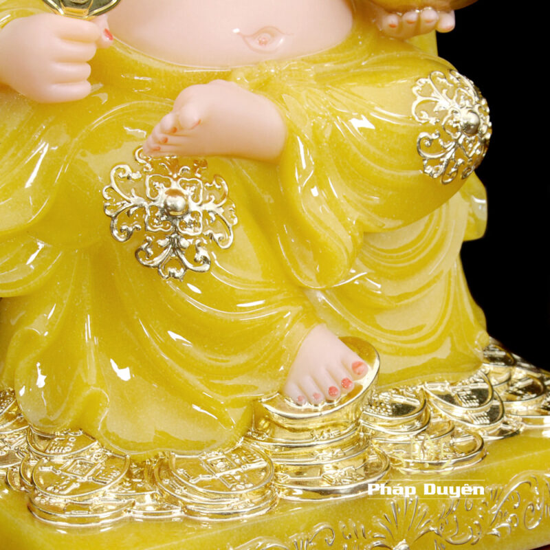 Bộ Tượng Thần Tài - Thổ Địa Ngồi Phú Quý, Bột Đá Thạch Anh Viền Vàng, Cao 30cm - Ảnh 9