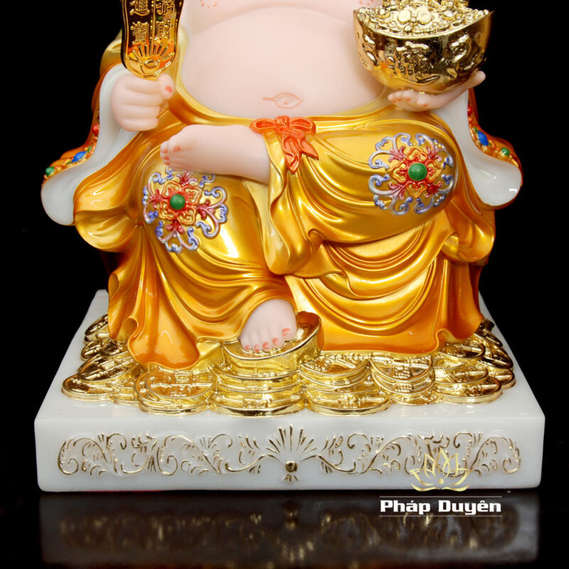 Bộ Tượng Thần Tài - Thổ Địa Ngồi Phú Quý, Bột Đá Sơn Vàng, Cao 30cm - Ảnh 9