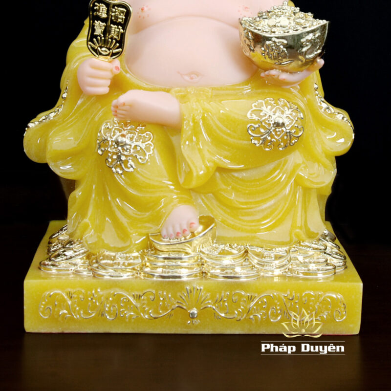 Bộ Tượng Thần Tài - Thổ Địa Ngồi Phú Quý, Bột Đá Thạch Anh Viền Vàng, Cao 30cm - Ảnh 10