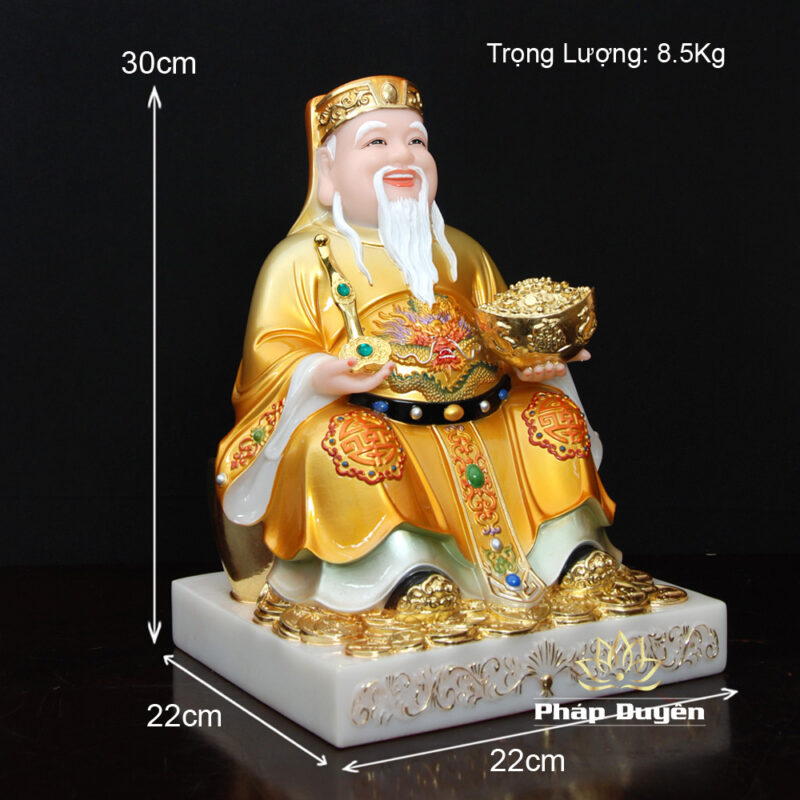 Bộ Tượng Thần Tài - Thổ Địa Ngồi Phú Quý, Bột Đá Sơn Vàng, Cao 30cm - Ảnh 11