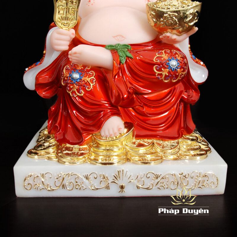 Bộ Tượng Thần Tài - Thổ Địa Ngồi Phú Quý, Bột Đá Sơn Đỏ, Cao 30cm - Ảnh 11