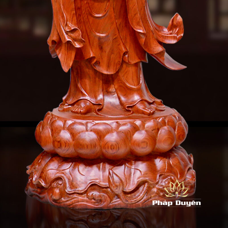 Bộ Tượng Tây Phương Tam Thánh Đứng, Bằng Gỗ Hương, Cao 90cm, Tổng là đề 106cm - Ảnh 16
