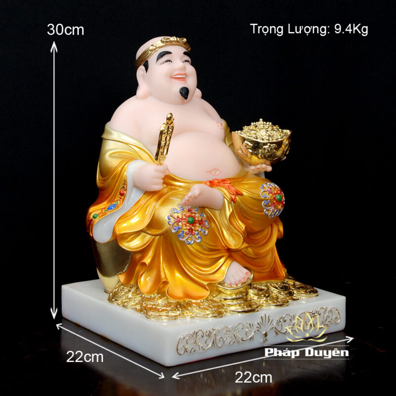 Bộ Tượng Thần Tài - Thổ Địa Ngồi Phú Quý, Bột Đá Sơn Vàng, Cao 30cm - Ảnh 10