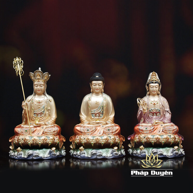 Tượng Quan Âm Bồ Tát, Chất Liệu Đồng Sơn Màu, Cao 40cm - Ảnh 10
