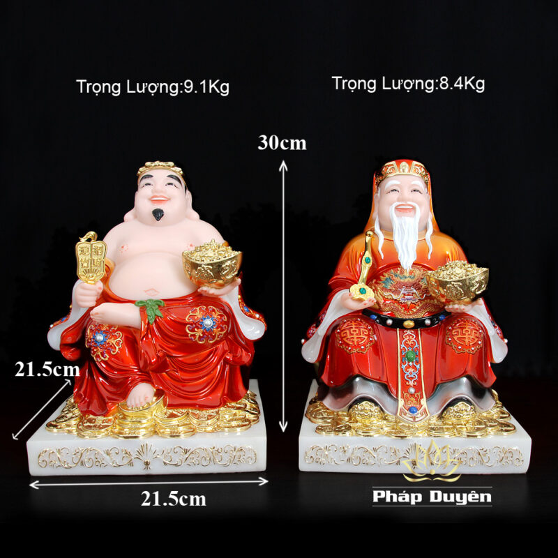 Bộ Tượng Thần Tài - Thổ Địa Ngồi Phú Quý, Bột Đá Sơn Đỏ, Cao 30cm - Ảnh 12