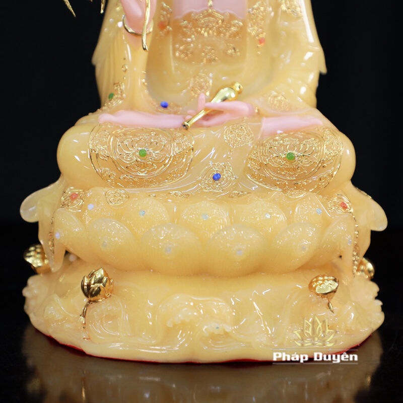 Bộ Tượng Tây Phương Tam Thánh Ngồi, Đế Non Nước Bột Đá Thạch Anh, Cao 30cm - Ảnh 10