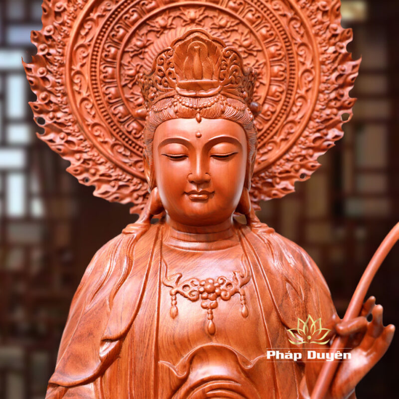 Bộ Tượng Tây Phương Tam Thánh Đứng, Bằng Gỗ Hương, Cao 90cm, Tổng là đề 106cm - Ảnh 18