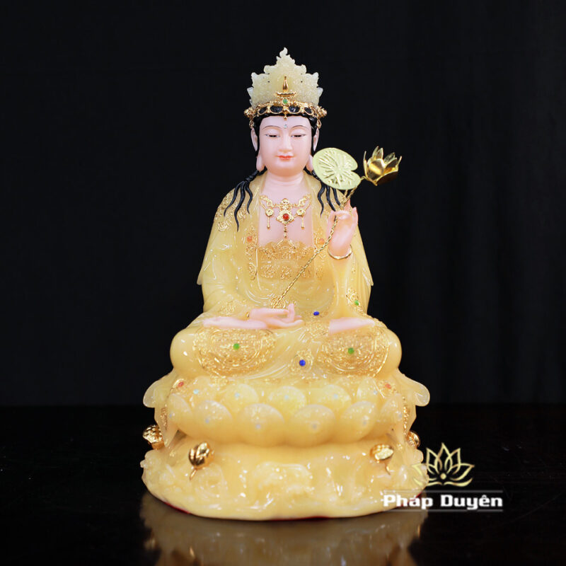 Bộ Tượng Tây Phương Tam Thánh Ngồi, Đế Non Nước Bột Đá Thạch Anh, Cao 30cm - Ảnh 11