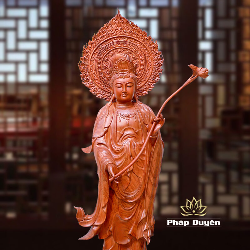 Bộ Tượng Tây Phương Tam Thánh Đứng, Bằng Gỗ Hương, Cao 90cm, Tổng là đề 106cm - Ảnh 20