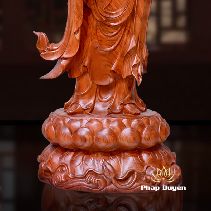 Bộ Tượng Tây Phương Tam Thánh Đứng, Bằng Gỗ Hương, Cao 90cm, Tổng là đề 106cm - Ảnh 21