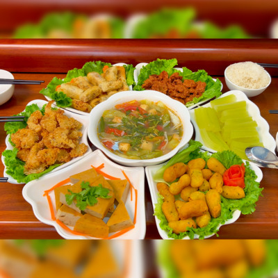 Mâm Chay Liên Hoa (nguyên liệu) - Chả Giò, Chả Quế, Chay Rim Tiêu, Khoai Lang Kén