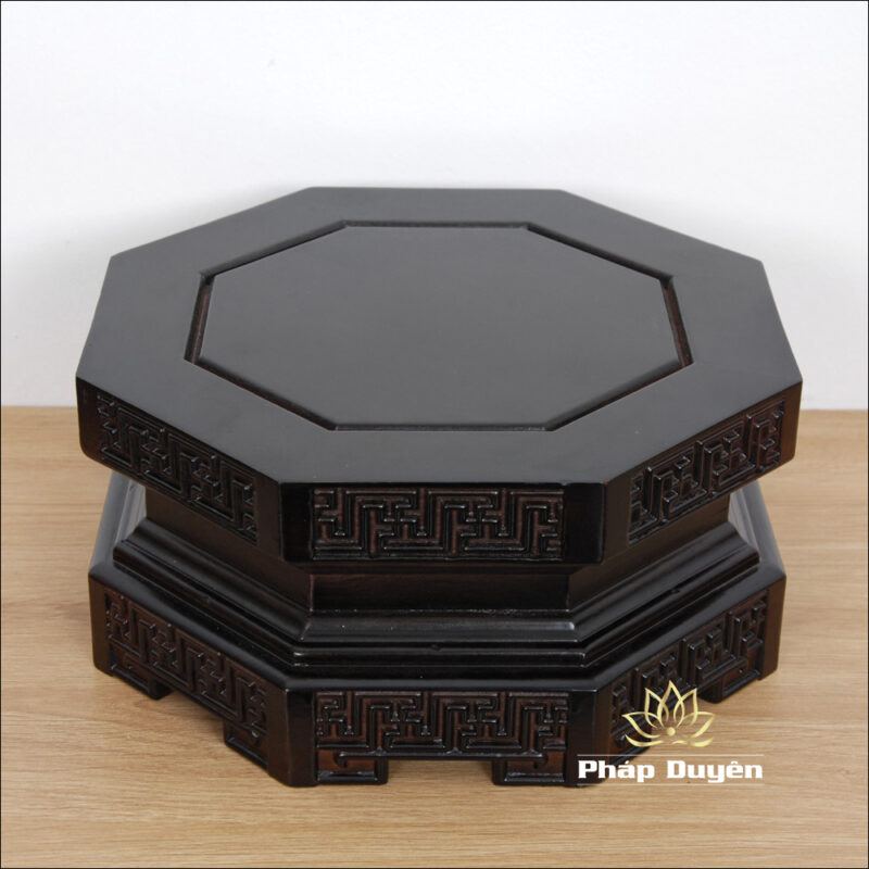 Đế Gỗ Bát Giác Bằng Gỗ Hương Màu Nâu, Kích thước 25x25x12cm - Ảnh 2
