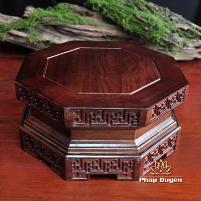 Alternative view of Đế Gỗ Bát Giác Bằng Gỗ Hương Màu Nâu, Kích thước 25x25x12cm
