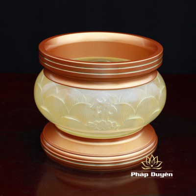 Alternative view of Bát Hương Cửu Liên Chữ Phật Lưu Ly Bọc Đồng Vàng, Nhiều Kích Thước