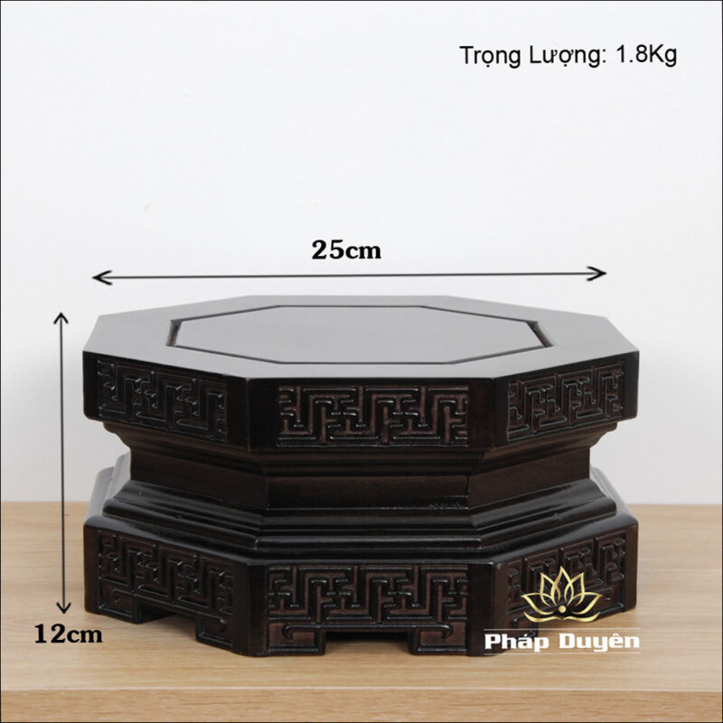 Đế Gỗ Bát Giác Bằng Gỗ Hương Màu Nâu, Kích thước 25x25x12cm - Ảnh 5