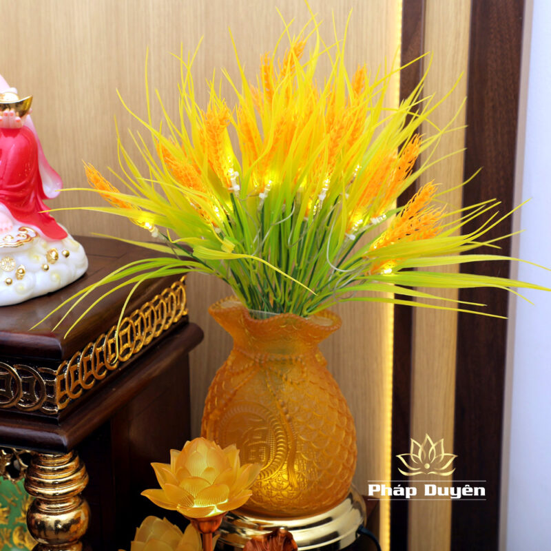 Bộ Bàn Thờ Thần Tài Thổ Địa Mái Bằng Sen Xanh, Gỗ Hương Dát Vàng, KT 87*87*78cm - Ảnh 15