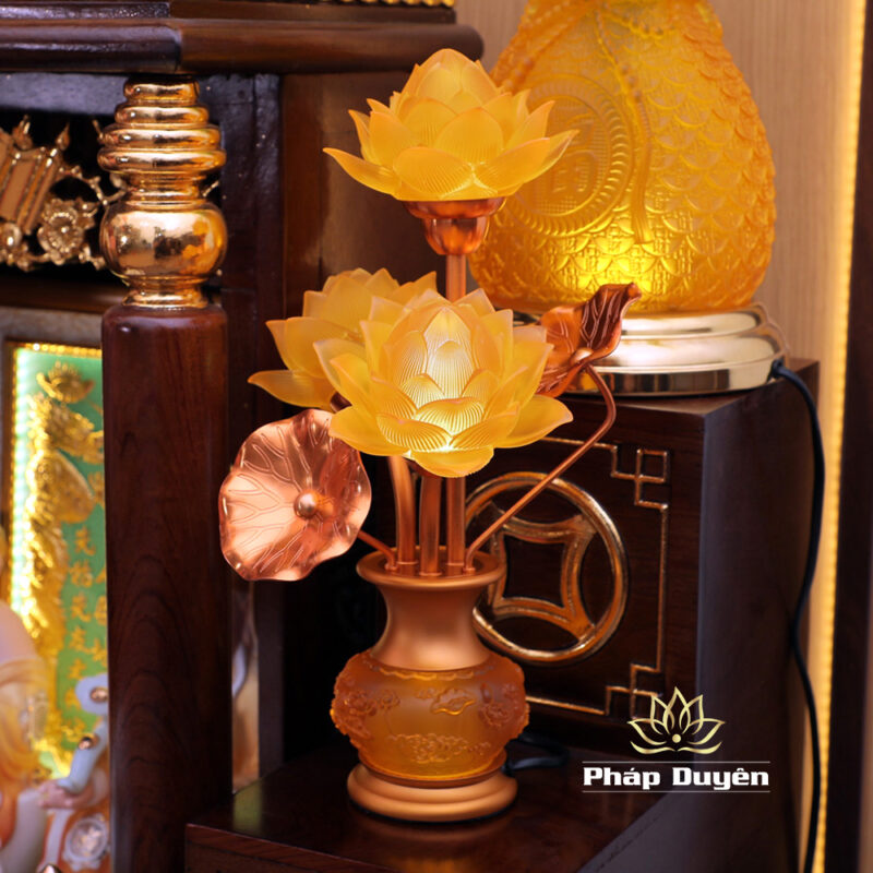 Bộ Bàn Thờ Thần Tài Thổ Địa Mái Bằng Sen Xanh, Gỗ Hương Dát Vàng, KT 87*87*78cm - Ảnh 14