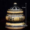 Lư Trầm Bằng Gốm Màu Đen Sen Vàng, Size L (15cm ) - ảnh 6