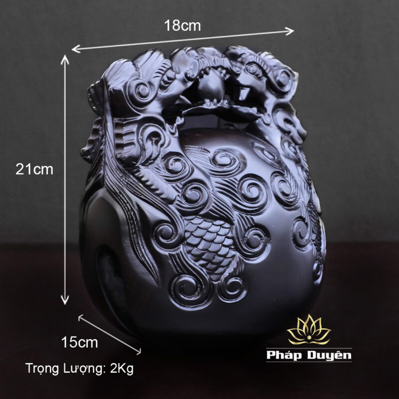 Mõ Gỗ Mun Khắc Rồng, Loại Cao Cấp, Đường Kính 18cm - Ảnh 7