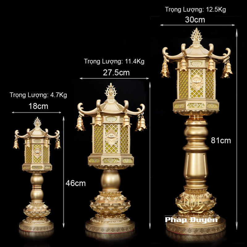 Đèn Lồng Nắp Ô Chuông Treo Thân Kim Loại Đồng, Cao 60cm - Ảnh 12
