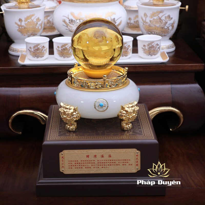 Bộ Bàn Thờ Thần Tài Thổ Địa Mái Bằng, Gỗ Hương Dát Vàng, KT 87*87*78cm - Ảnh 13