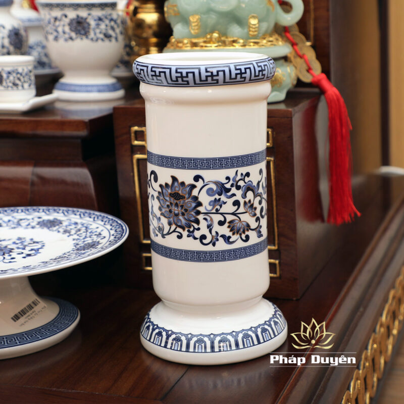 Bộ Bàn Thờ Thần Tài Thổ Địa Mái Bằng Sen Xanh, Gỗ Hương Dát Vàng, KT 87*87*78cm - Ảnh 5