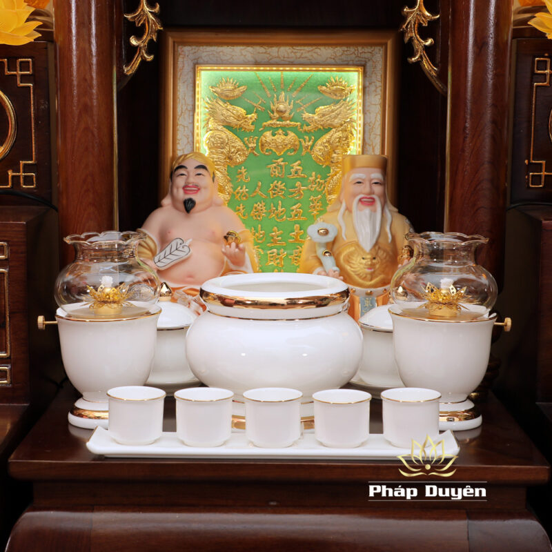 Bộ Bàn Thờ Thần Tài Thổ Địa Mái Bằng, Gỗ Hương Dát Vàng, KT 87*87*78cm - Ảnh 14