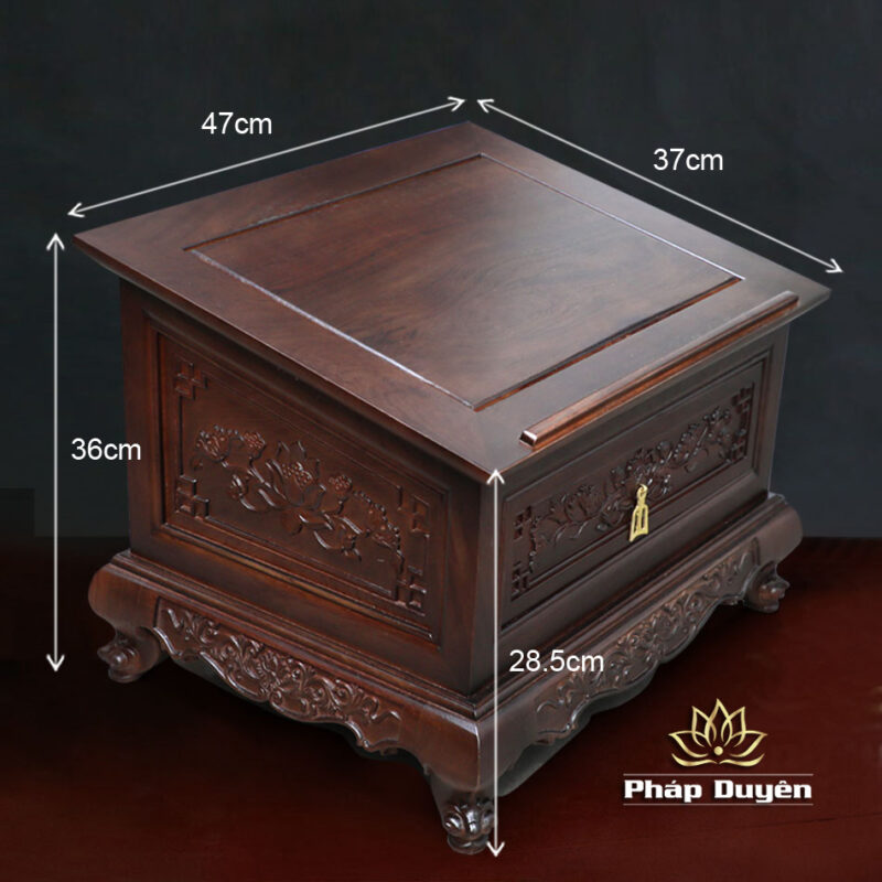 Bàn Đọc Kinh Bằng Gỗ Hương Màu Nâu, Kích Thước 47x37x35cm - Ảnh 5