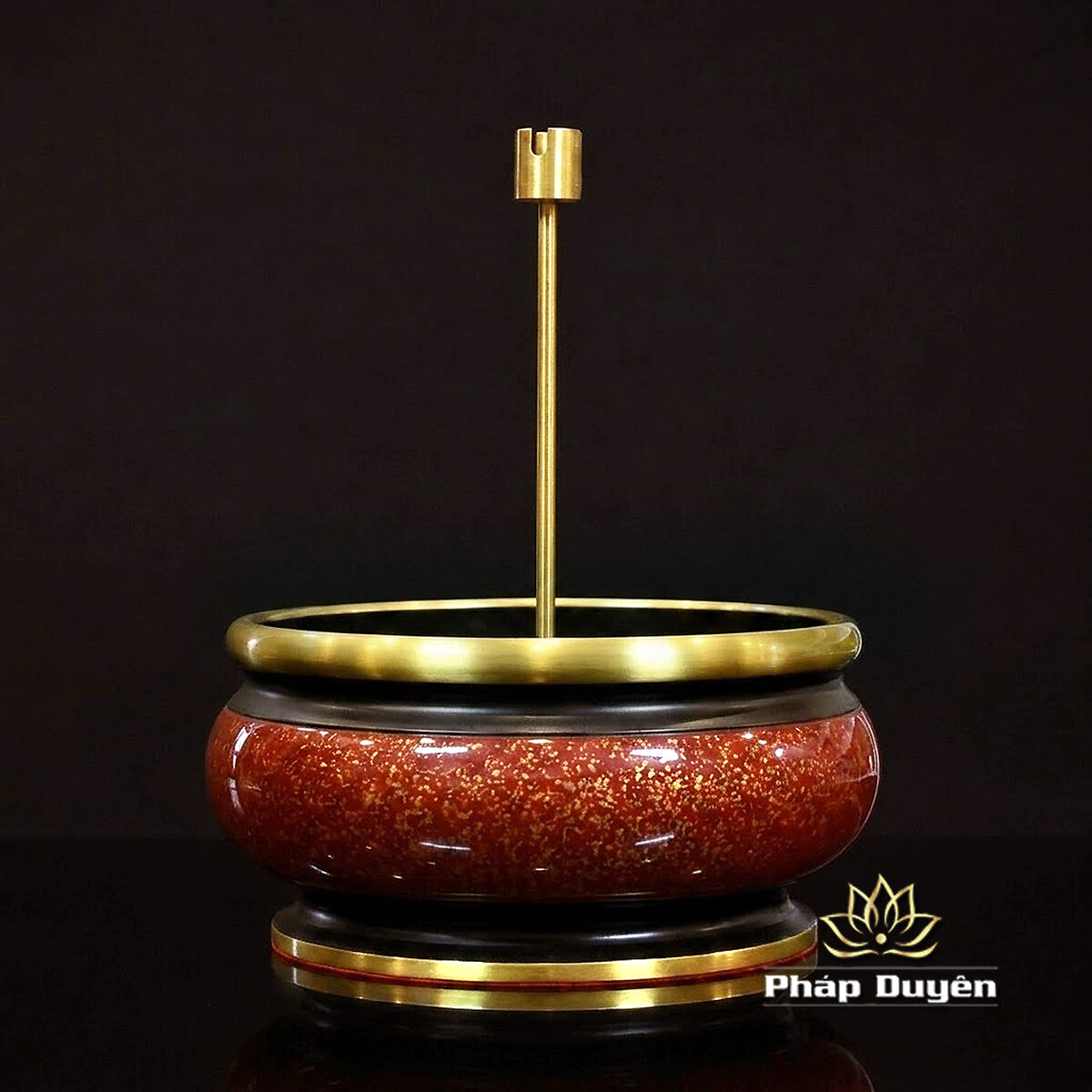 Bát Hương Vòng Đồng Vân Đá Nâu Đỏ - ảnh 5