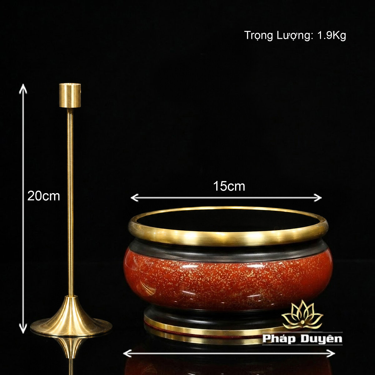 Bát Hương Vòng Đồng Vân Đá Nâu Đỏ - ảnh 8