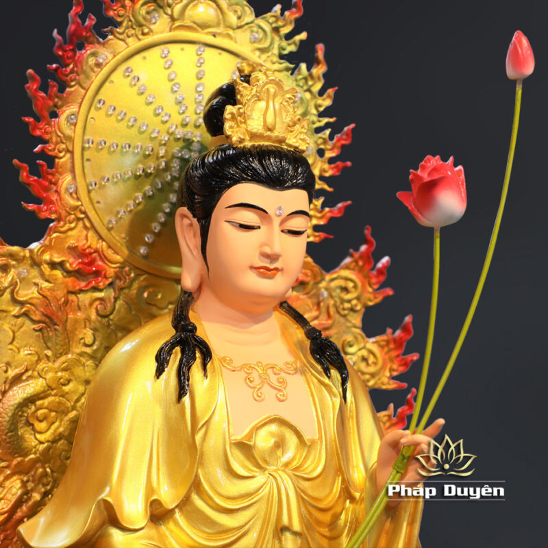Bộ Tượng Tây Phương Tam Thánh Đứng Đài Sen Đế Bát Giác, Có Hào Quang, Chất Liệu Composite, Cao 80cm - Ảnh 10