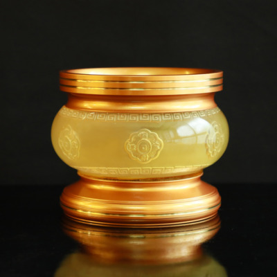 Bát Hương Như Ý Lưu Ly, Đế Đồng Vàng, Nhiều Kích Thước
