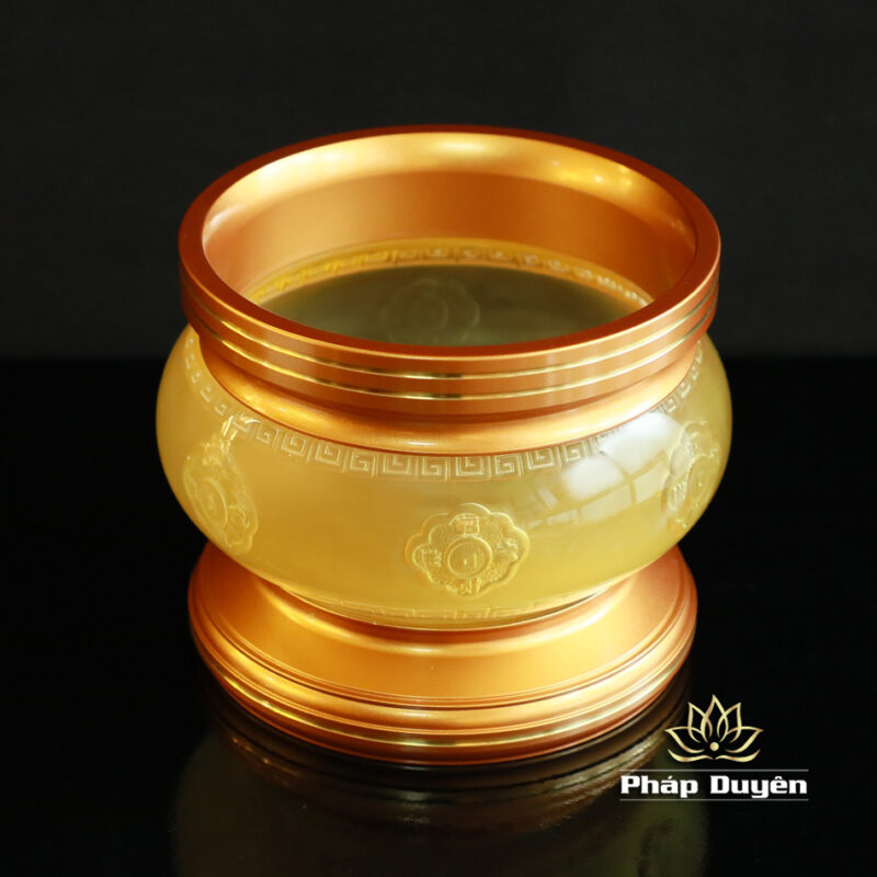 Bát Hương Như Ý Lưu Ly, Đế Đồng Vàng, Nhiều Kích Thước - Ảnh 2