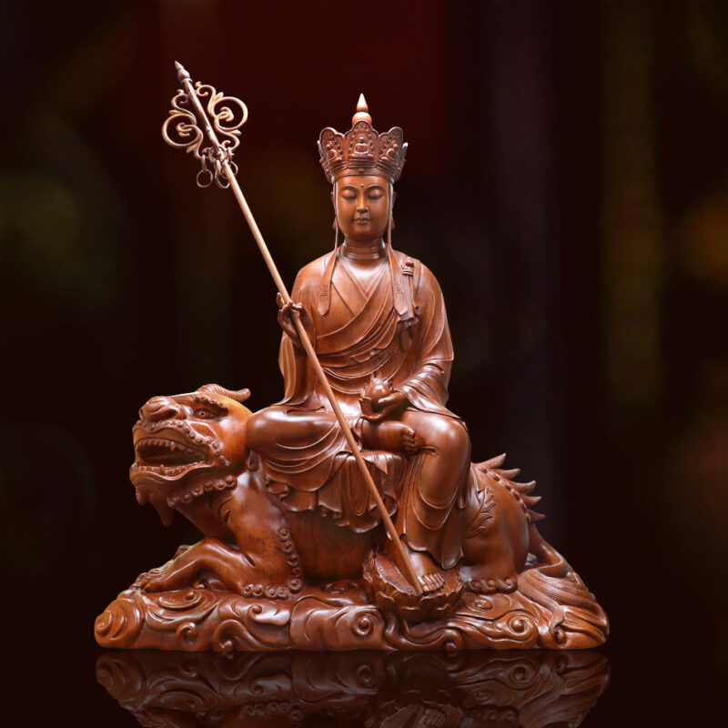 Tượng Địa Tạng Bồ Tát Ngồi Đế Thính gỗ Hương, Cao 1,1m
