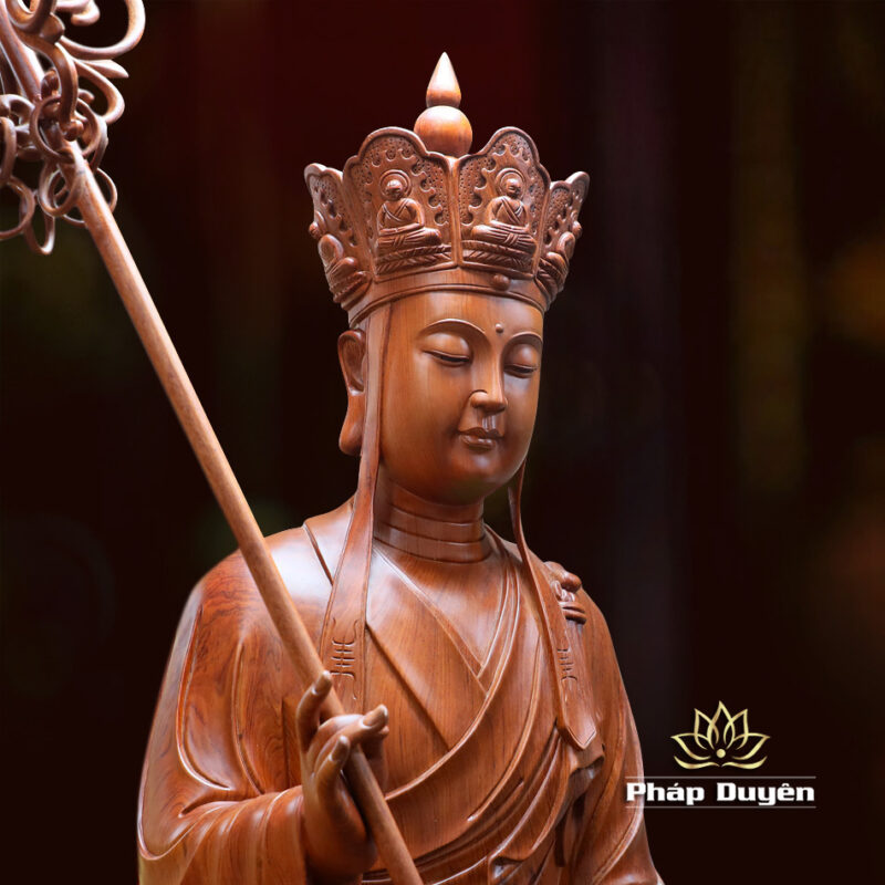Tượng Địa Tạng Bồ Tát Ngồi Đế Thính gỗ Hương, Cao 1,1m - Ảnh 3